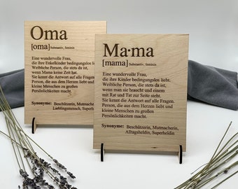 Muttertag - Muttertagsgeschenk- Geschenk Mama - Oma - Holzschild Mama Synonym - Geschenke für Omas und Mamas - Geburtstagsgeschenk