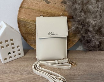 Women's faux leather crossbody phone case - personalized shoulder bag with name - gift for her - personalized phone case - bag with name