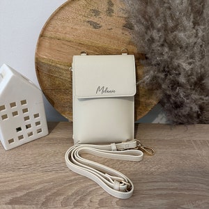 Mobiele telefoon tas voor het ophangen van dames kunstleer - schoudertas met naam - cadeau voor haar - gepersonaliseerde mobiele telefoon tas - tas met naam