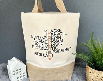 Shopping bag - Jute bag teacher - Gift idea for teacher - Best teacher - Gift teacher bag - Farewell gift