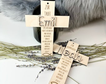 Kommunionskreuz - Taufkreuz - personalisiert mit Namen - personalisiertes Geschenk zur Kommunion - Geschenkidee - Tischdecke Taufe