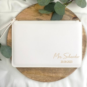 Personalisierte Brauttasche Clutch Tasche Täschchen Geschenk für die Braut Kunstleder Lederlook Tasche Hochzeit Bild 1