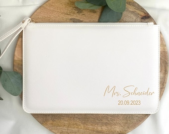 Personalisierte Brauttasche - Clutch Tasche - Täschchen - Geschenk für die Braut - Kunstleder - Lederlook - Tasche Hochzeit