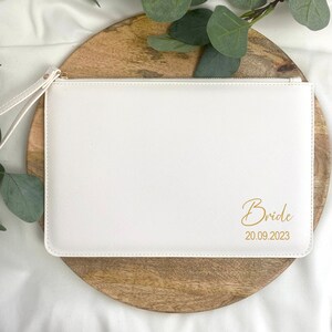 Personalisierte Brauttasche Clutch Tasche Täschchen Geschenk für die Braut Kunstleder Lederlook Tasche Hochzeit Bild 3