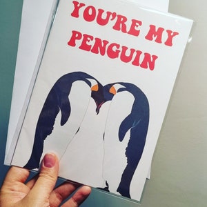 Valentines - Anniversary - engagement -  Penguin Card - Gifts For Her