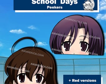 School Days Anime Peeker Stickers: Kotonoha & Sekai