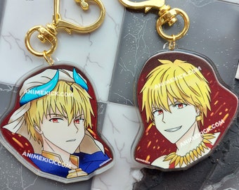 Gilgamesh Fate 2.5 " Double Sided Charm | Fate Strange Fake | Fate Grand Order Keychain