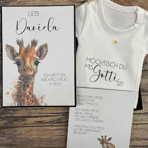 Gotti fragen, personalisiert, Götti fragen, Schwangerschaft verkünden, Schwangerschaftsverkündung, Mini Shirt, Geschenkbox Gotti, Götti