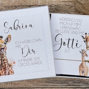 Gotti fragen, Götti fragen, personalisiert, Schwangerschaftsverkündung, Giraffe