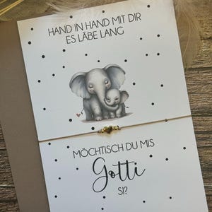 Gotti fragen, Götti fragen, Karte mit Couvert, mit oder ohne Armband, Schwangerschaftsverkündung