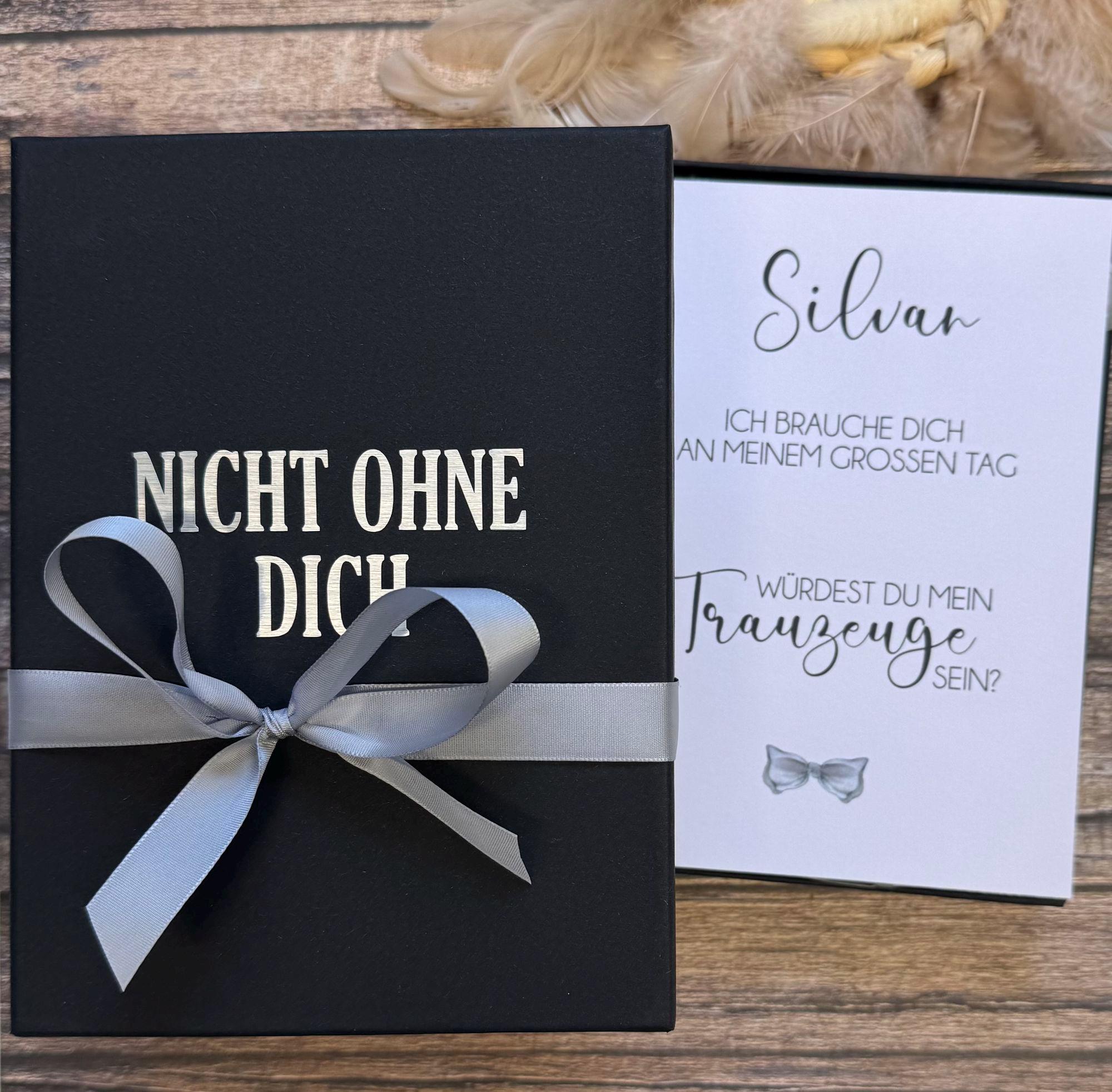 GroomBrideGifts Geschenkbox Für Trauzeugen & Trauzeuginnen - Schwarz, 6+2 Stück, 24,9x16,5x7,6 Cm