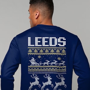 Leeds Christmas jumper sweatshirt, Unisex stylish fit, Ringspun cotton and polyester, double sided print