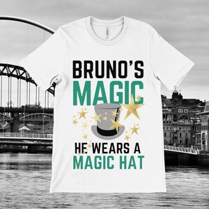 Newcastle Bruno T-shirt, Away colours, Quality Bella Canvas Brand, Ringspun combed cotton