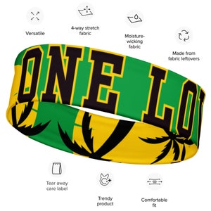 Personalised Jamaica headband, One love headband, Soft stretchy headband for workouts, sports or socialising*Read description*