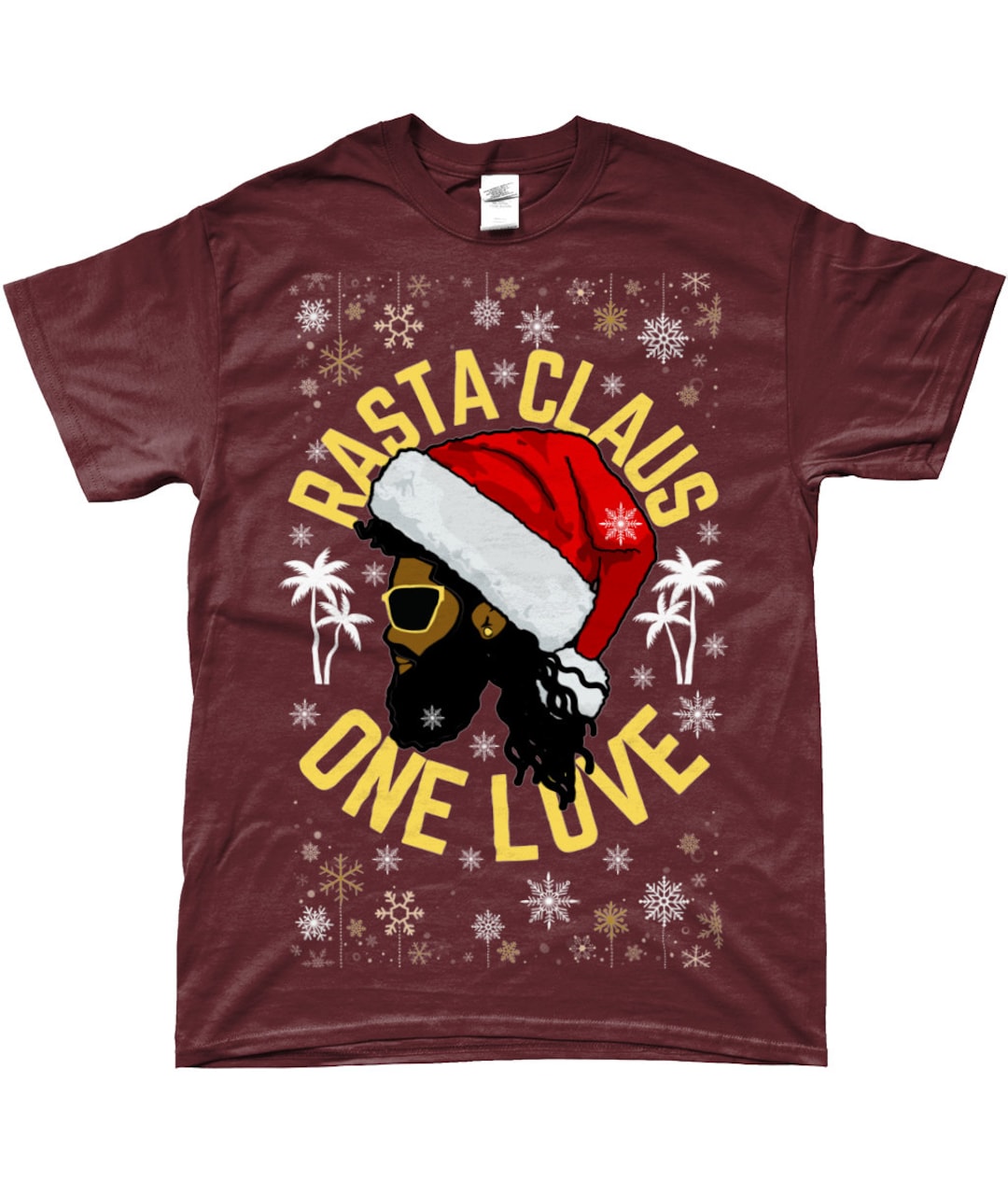 Rasta Claus Christmas T shirt Unisex Gildan Softstyle Brand