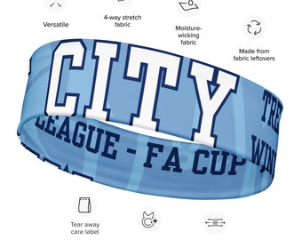 Manchester headband, personalized gift, 22/23 Treble Winners, Moisture-wicking headband for workouts, matchday or socialising