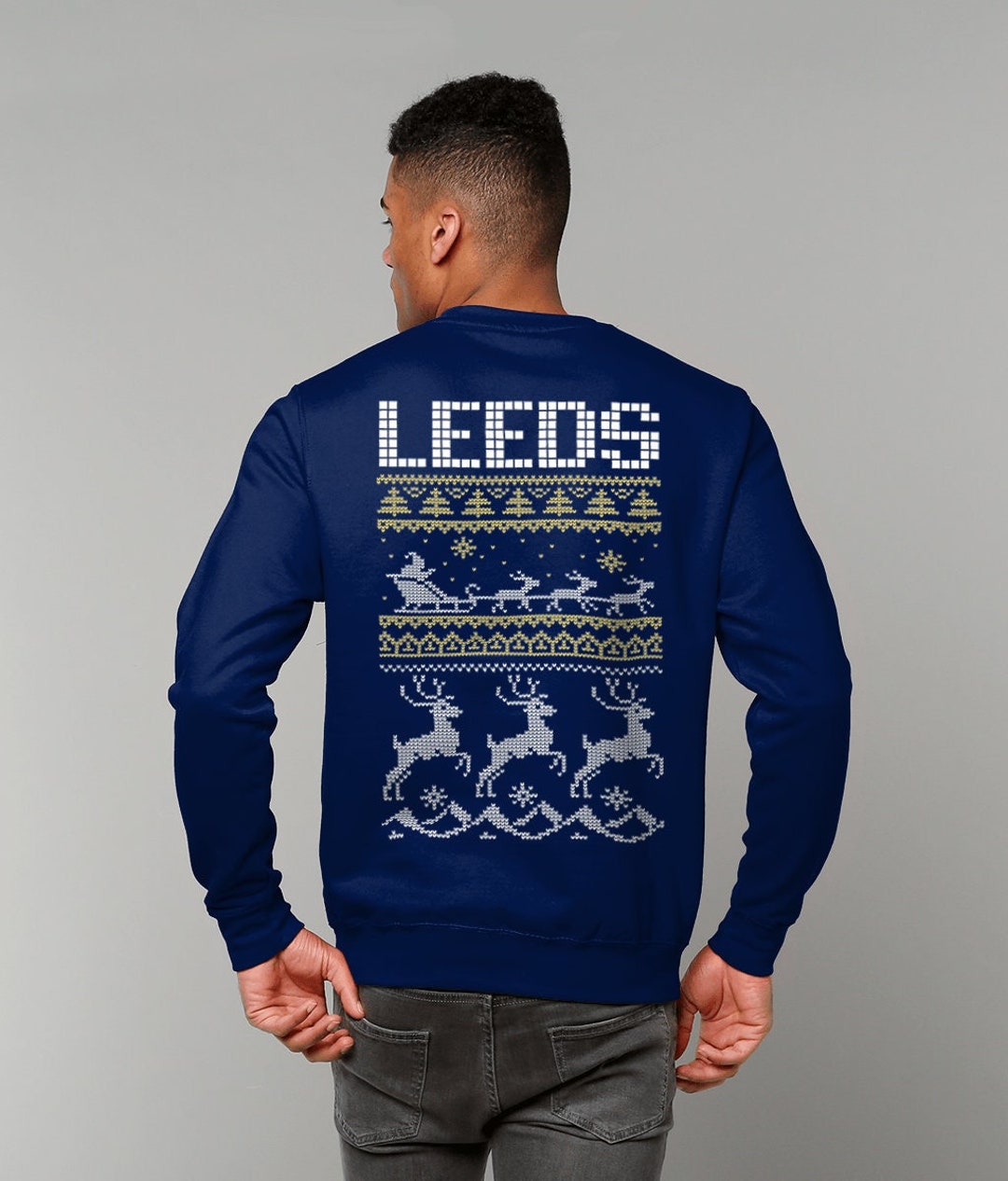 Leeds Christmas Jumper Sweatshirt, Unisex Stylish Fit, Ringspun Cotton and Polyester, Double