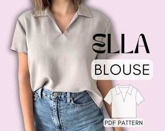 Sewing pattern blouse ELLA - size 32 - 46 - PDF in A4 and A0