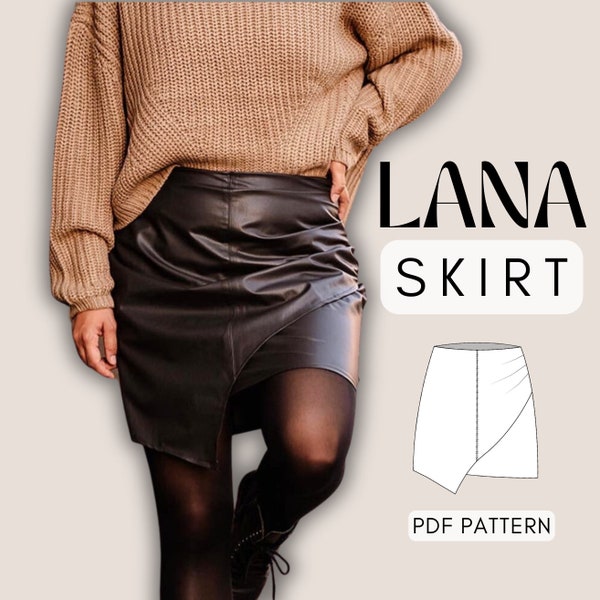 Sewing pattern leather skirt LANA - size 32 - 46 - PDF in A4 and A0 to print out yourself