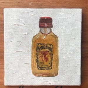 Fireball Painting | Oil on Panel | 2.5x2.5 inches | Whiskey | Bar Art 画像 1