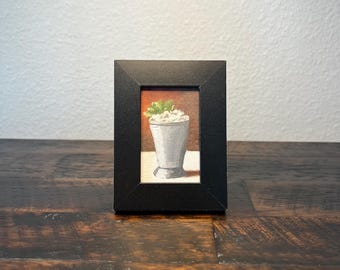 Mint Julep | Oil on Panel | 2x3 inch painting | Kentucky Derby | Bar Art