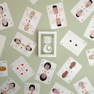 Football Playing Cards | Soccer LEGENDS Poker Edition - Soccer Gifts illustrating Messi, Cristiano Ronaldo, Zidane, Maradona, Thierry Henry