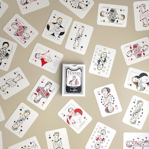 Cartas de jogar tênis - 54 ilustrações (Serena, Federer, Nadal, Djokovic e jogadores de tênis atuais | Tennis Art - Presentes de tênis