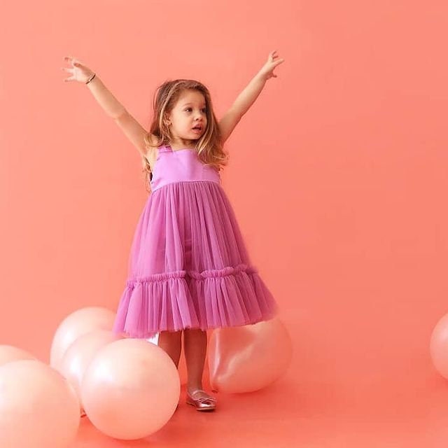 Lilac Tulle Dress Girl Midi Girl Dress First Birthday Dress Etsy