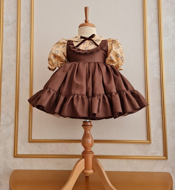 Vintage Baby Girl Brown Dress Clothing Vintage Baby Girls Etsy