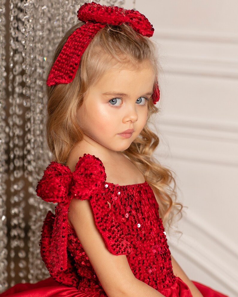 Girl Red First Birthday Dress of Shoulder for Baby Girl Etsy
