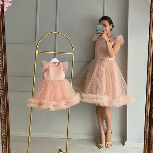 Mother Daughter Matching Peach Color 