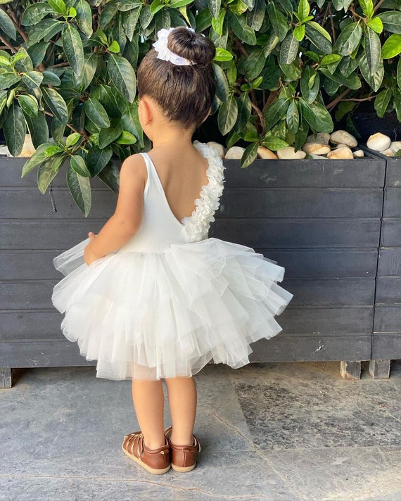 White Baby Girls Ballerina Tutu Tulle Dress for Wedding - Etsy Singapore