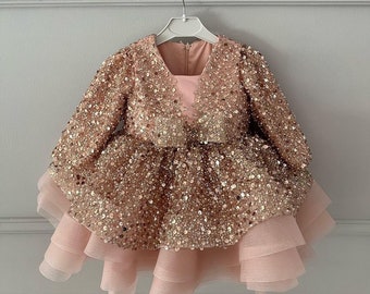 Valentines day dress toddler, shinny sequin dress toddler, gold sequin dress, Valentine baby dress, baby dress sequin, gold dress for girl