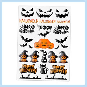 Randlose Rub-On Sticker Halloween, Boo!, Happy Halloween, DIN A5, für Keramik, Glas, glatte Oberflächen