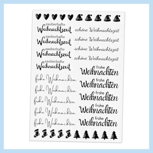 Rub-On Aufkleber Weihnachten, frohe Weihnachten, schöne Weihnachtszeit, zauberhafte Weihnachtszeit - DIN A5