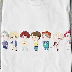 BTS TinyTan Idol Line-Up Fan T-Shirt - K-Pop Bangtan Boys Mitglied Grafik Tee