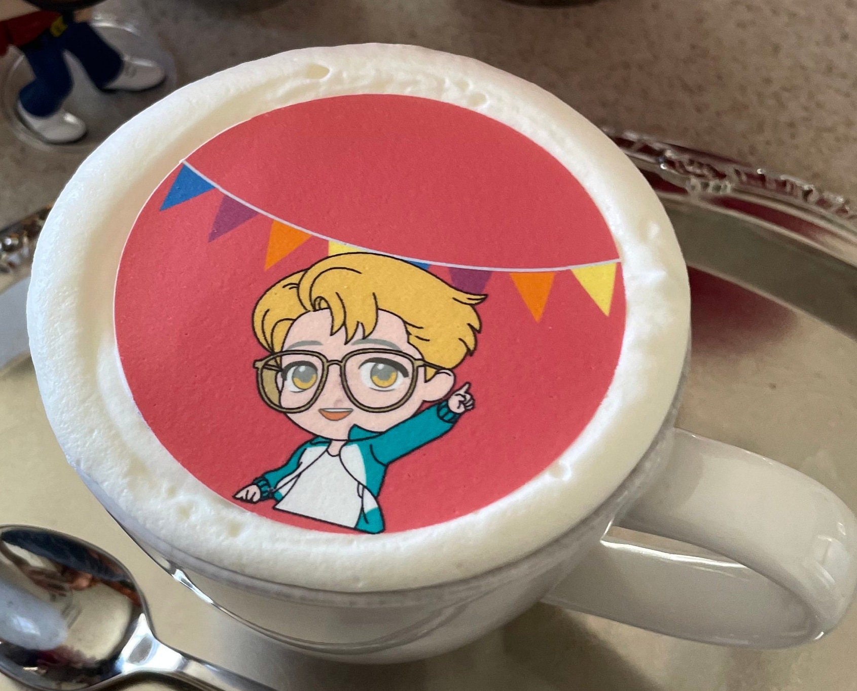 BTS Coffee BTS Tinytan Dynamite Custom Edible Drink Toppers Confetti