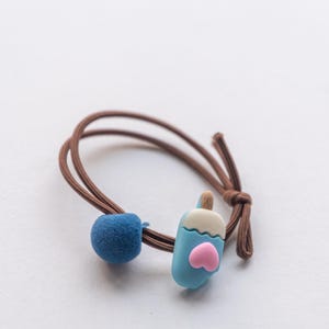 Popsicle and Ball Charms Hair Tie | Blue