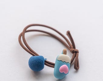 Popsicle and Ball Charms Hair Tie | Blue