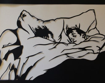 Paper cut, papercut, Toulouse lautrec, The bed