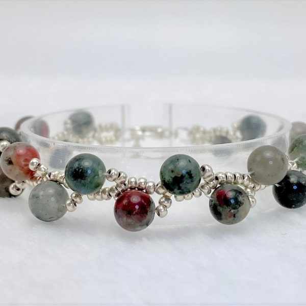 Natural Bloodstone Crystal Vine Bracelet - Vitality, Endurance, Stamina, Support, Purification, Balance