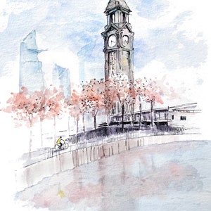 Lackawanna Tower - Hoboken (watercolor)