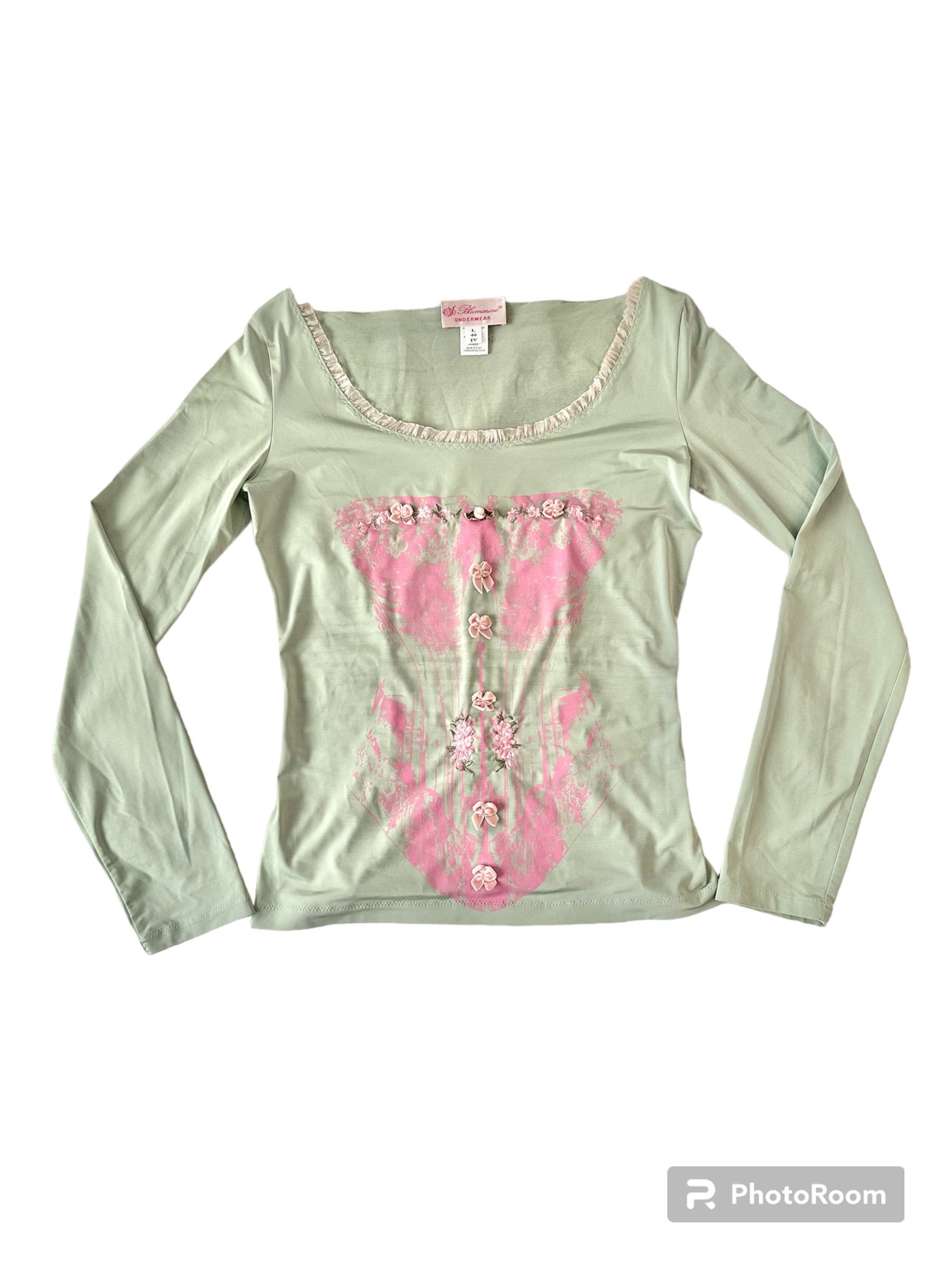Blumarine rose-appliqué long-sleeved blouse - Pink