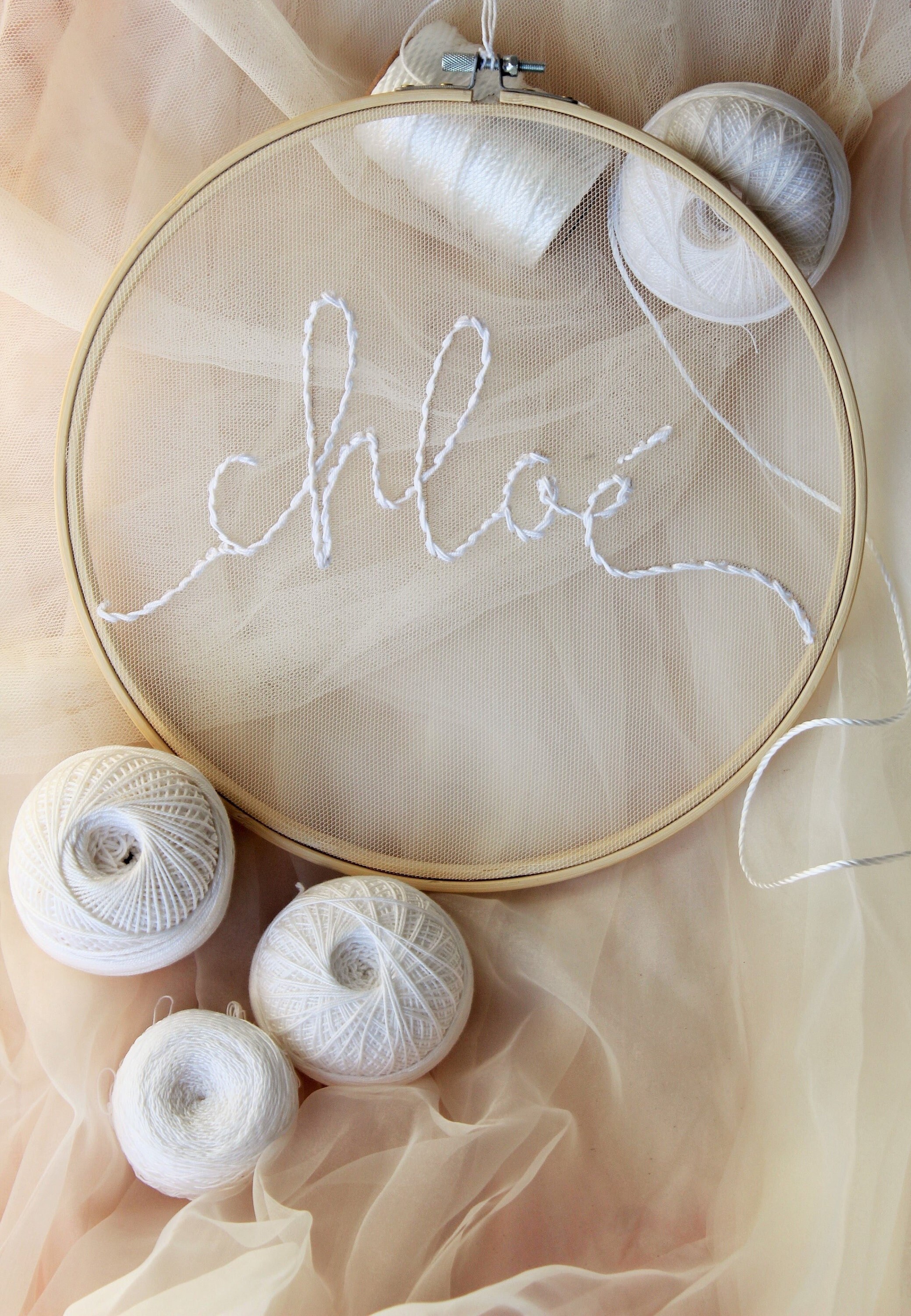 Nom de Fille Dans Le Cerceau Broderie - Chloé