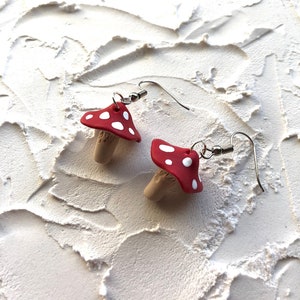 Mushroom earrings, Clay mushroom earrings