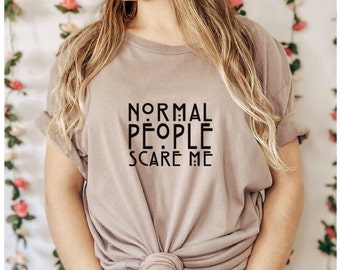 Womens Normal People Scare Me Slogan Vest Tank Top NEW UK 8-18 Womens Normal People Scare Me Slogan Vest Tank Top NEW UK 8-18