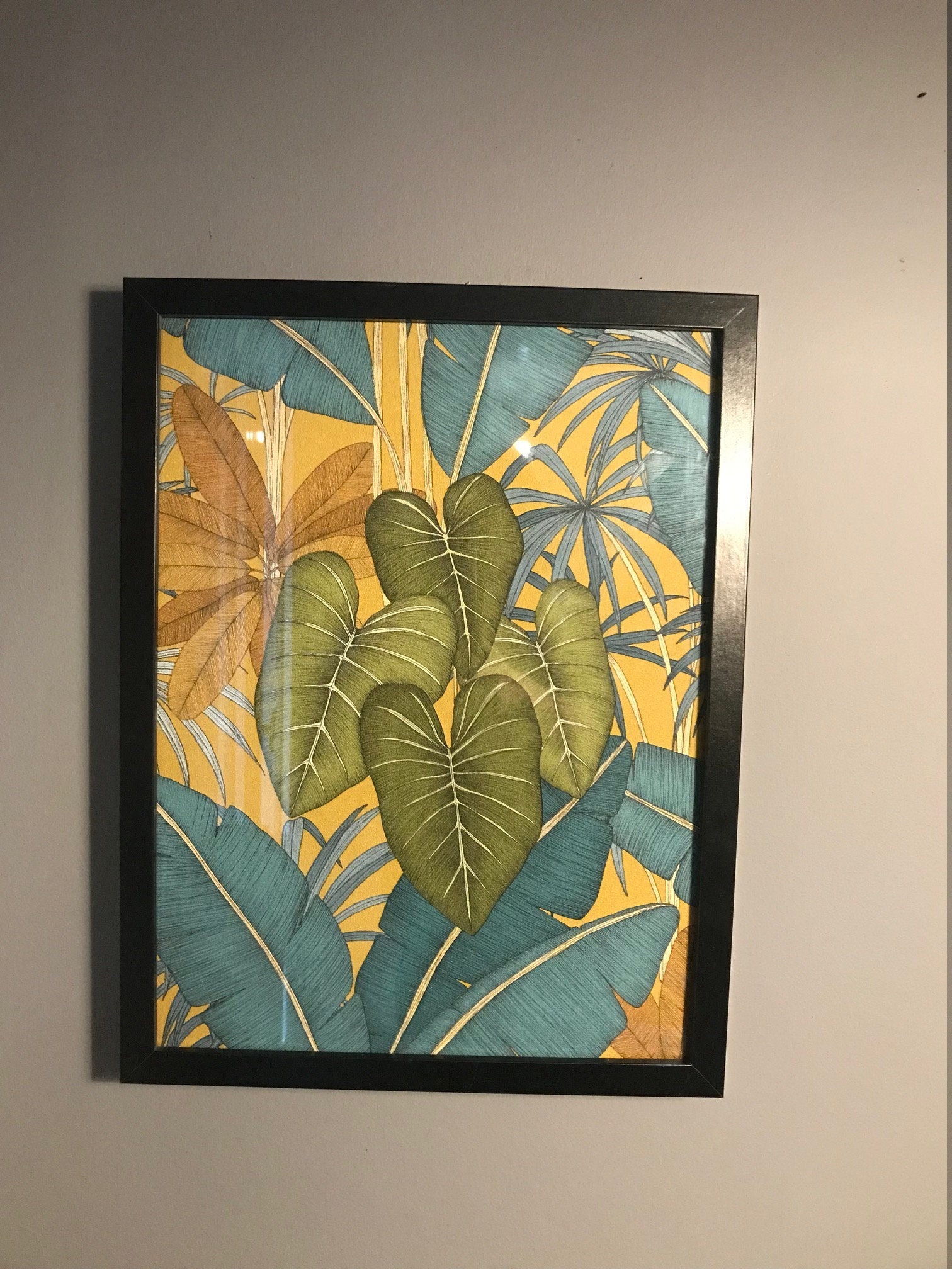 Grand Cadre Décoratif Motif Jungle Tropicale