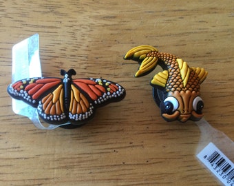 Monarch Butterfly - Koi Fish - Authentic Jibbitz Shoe Charm - for Croc Shoe Holes