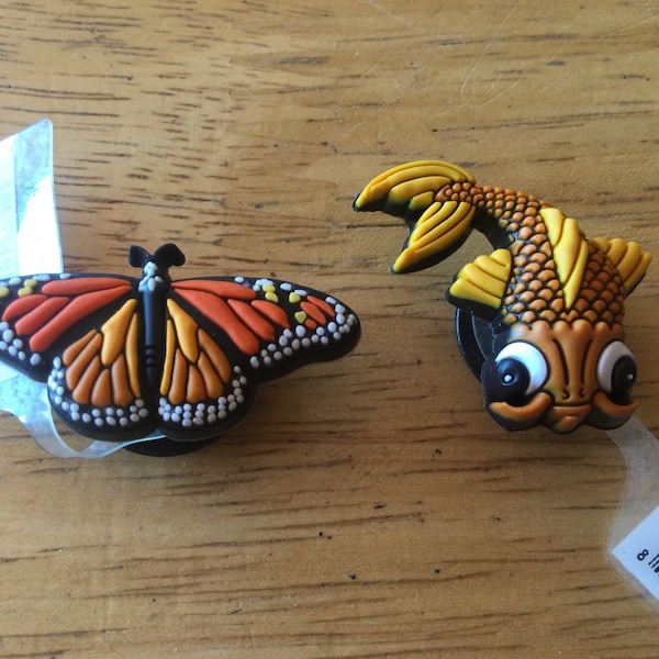 Monarch Butterfly - Koi Fish - Authentic Jibbitz Shoe Charm - for Croc Shoe Holes