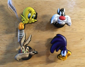 Authentic Jibbitz Shoe Charm - Tweety Sylvester Wild Coyote Road Runner Looney Tunes - fits Croc Shoe Holes